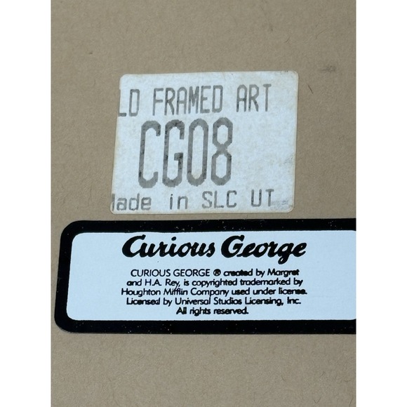 Vintage Curious George Framed Wall Art Print Monkey Balloon Zoo Animals Red - Picture 2 of 8